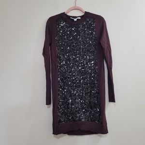 Diane Von Furstenberg purple wool sequin dress S